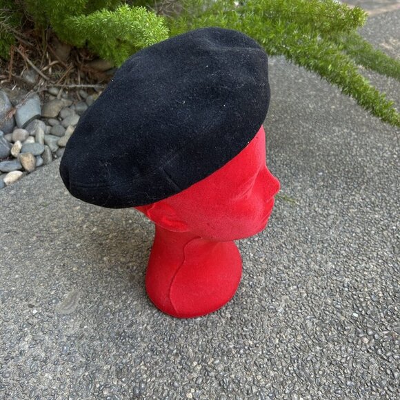 Headline Black German Wool Blend Beret Size Small - Picture 8 of 8